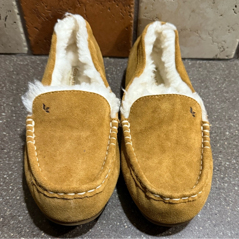 Koolaburra Tan and White Slip-On Loafers